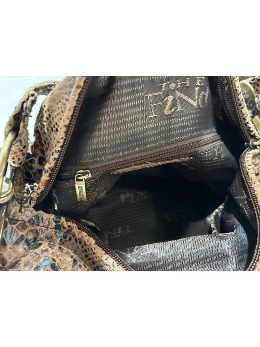 The Find purse womens Bronze Snake Print Top Handle Satchel Handbag
